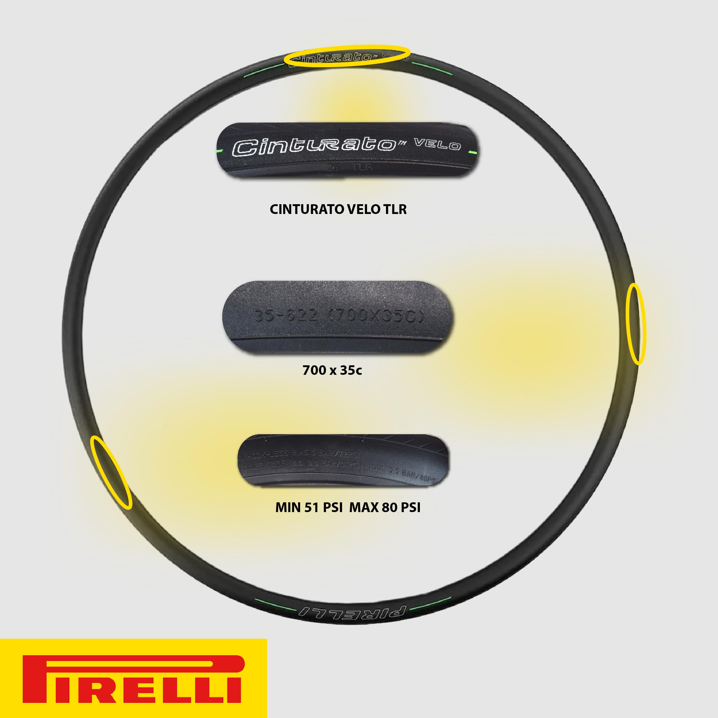 Pirelli Cinturato Velo, Pneumatico, 700x26C, Pieghevole, Tubeless Ready, Smartnet Silica, 60TPI