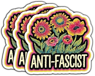 (3 Psc) Anti Fascist Sticker - Political Decal - Decal Sticker 3 Inch for Laptop Water Bottles Phone