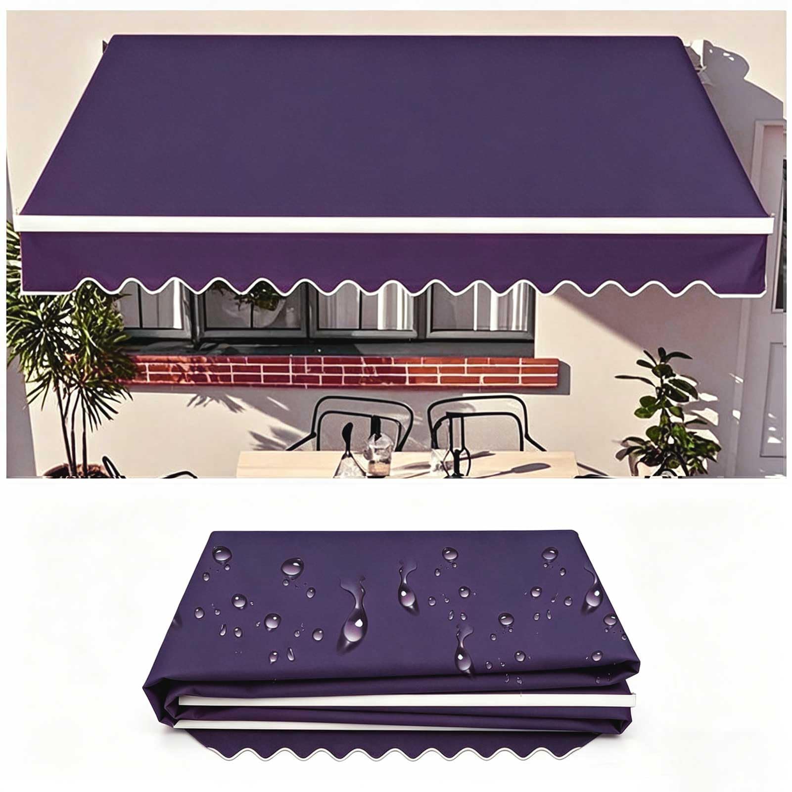 Patio Awning 7x2m Fabric Replacement Sunshade Canopy for Retractable Awnings, Exterior Sunshade Canopy Cloth for Yard, Deck, Balcony, Purple