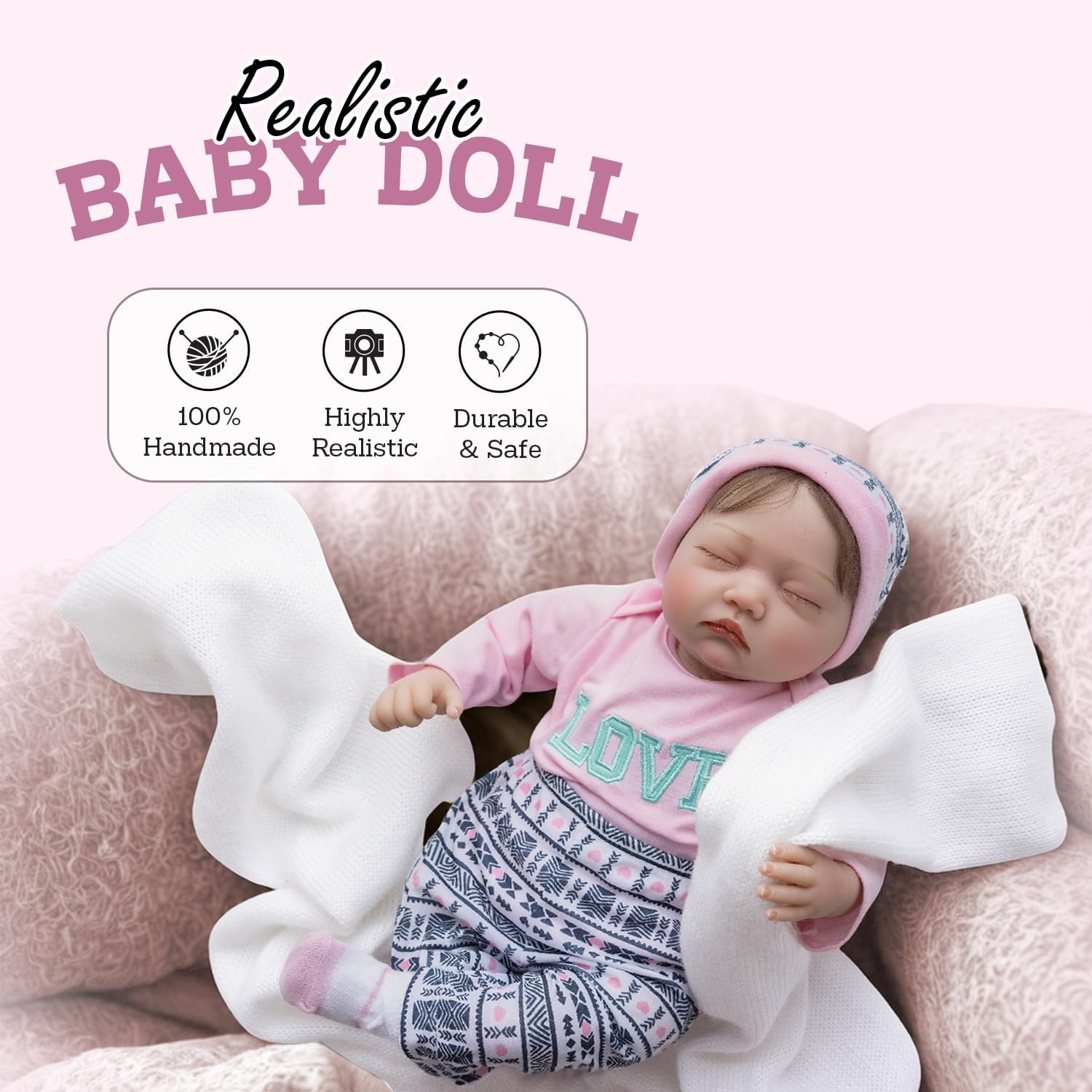 DOLLHOOD Reborn Baby Dolls - 22-Inch Realistic Baby Doll wit Baby Doll Accessories - Lifelike, Soft Silicone Newborn Girl Doll with Movable Arms and Legs - Comes with a Birth Certit