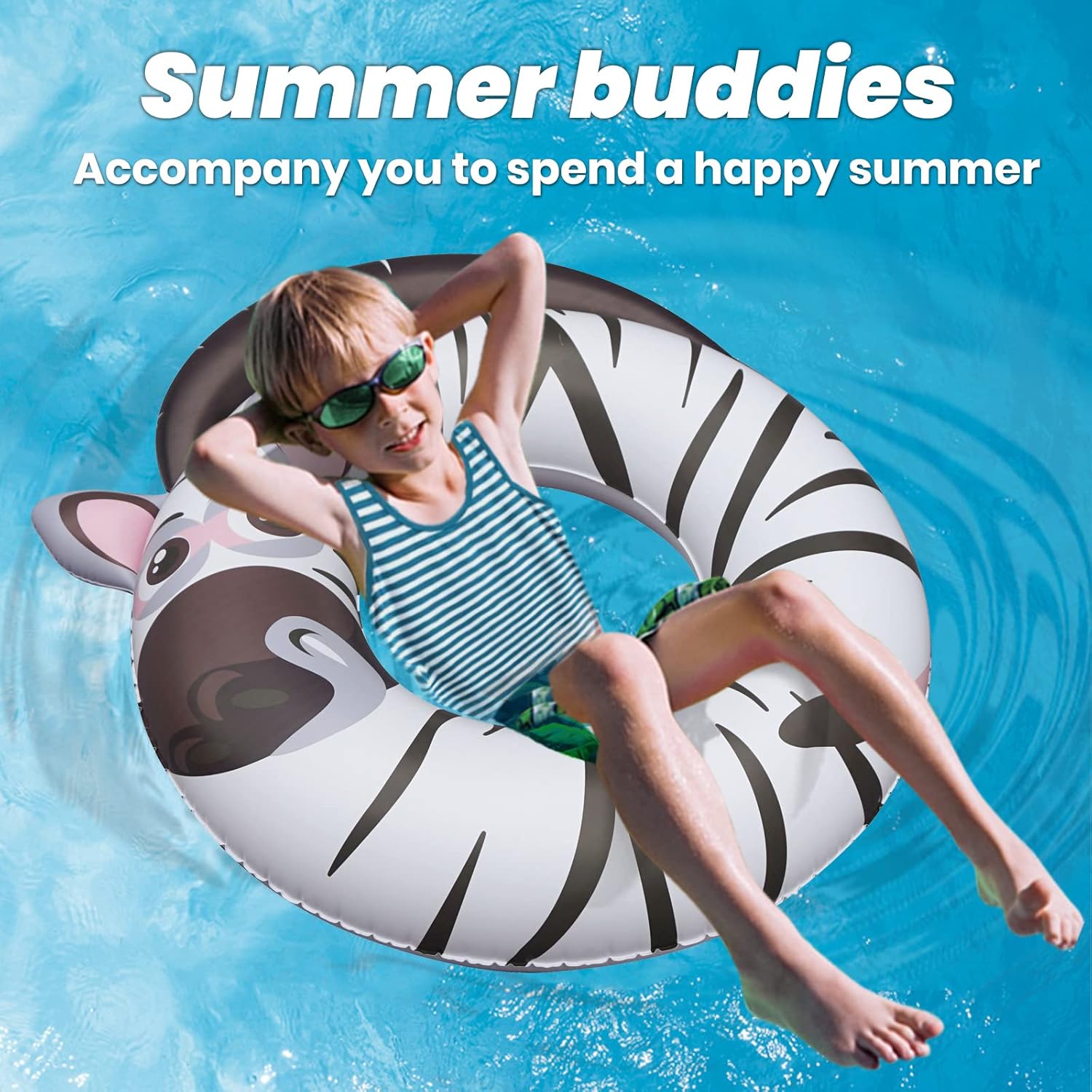 HOHQB Luxury Inflatable Zebra Pool Float - Fun Aqua Toys for Summer Beach Party - Kids Boys and Girls