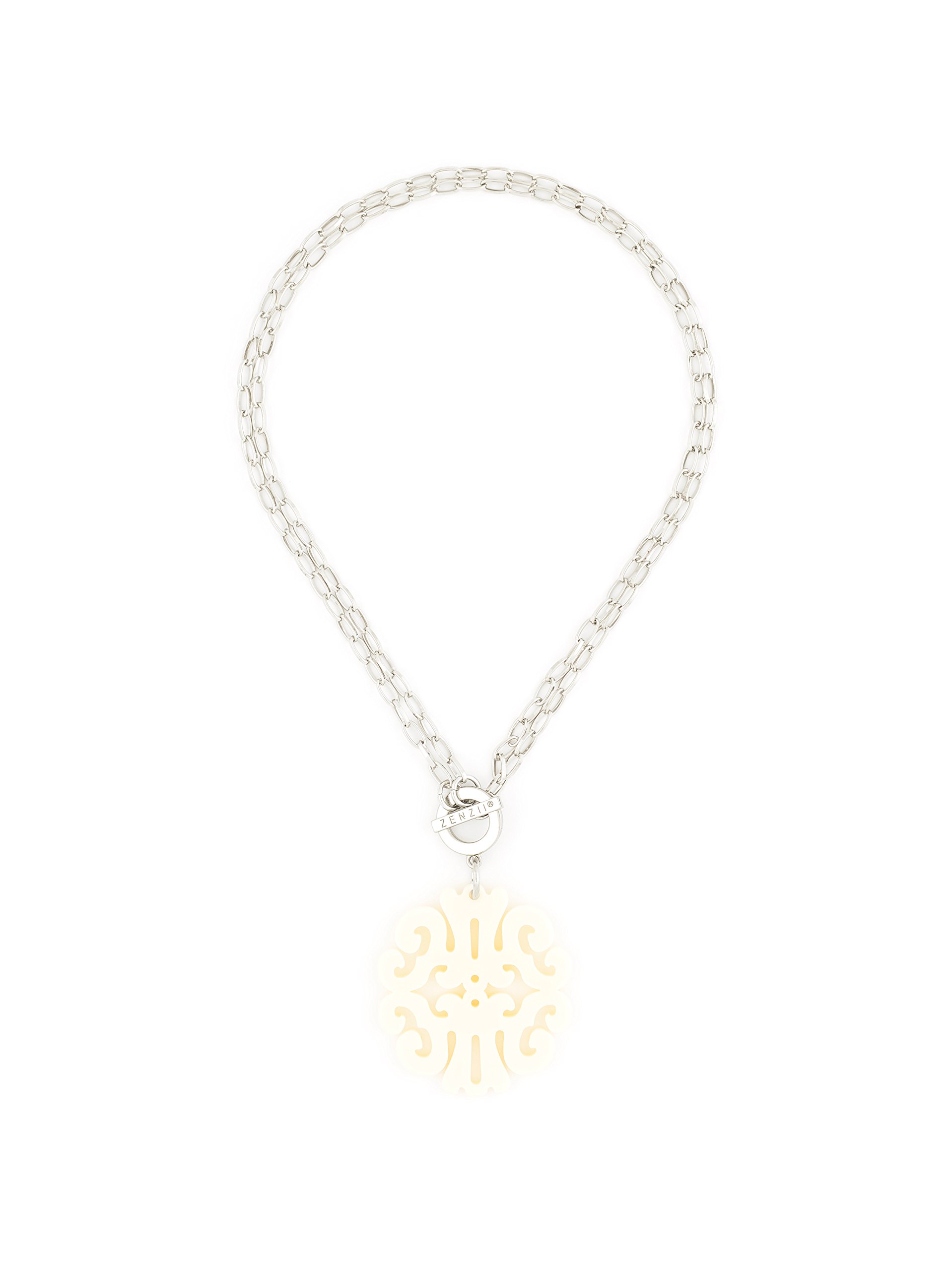 ZENZIIStatement Scroll Acrylic Resin Pendant Necklace with Convertible Toggle Chain