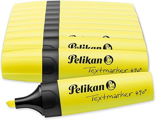 Pelikan 490 814089 - Resaltadores fluorescentes, 10 unidades, color amarillo fluorescente