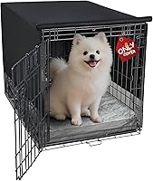 ExploreLand Breathable Dog Crate Cover 24 Inch - 4-Sided Mesh Ventilation, Universal Fit for 1/2/3 Door Wire Crates, Anxiety-Reducing Den