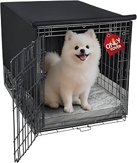 ExploreLand Breathable Dog Crate Cover 24 Inch - 4-Sided Mesh Ventilation, Universal Fit for 1/2/3 Door Wire Crates, Anxiety-Reducing Den