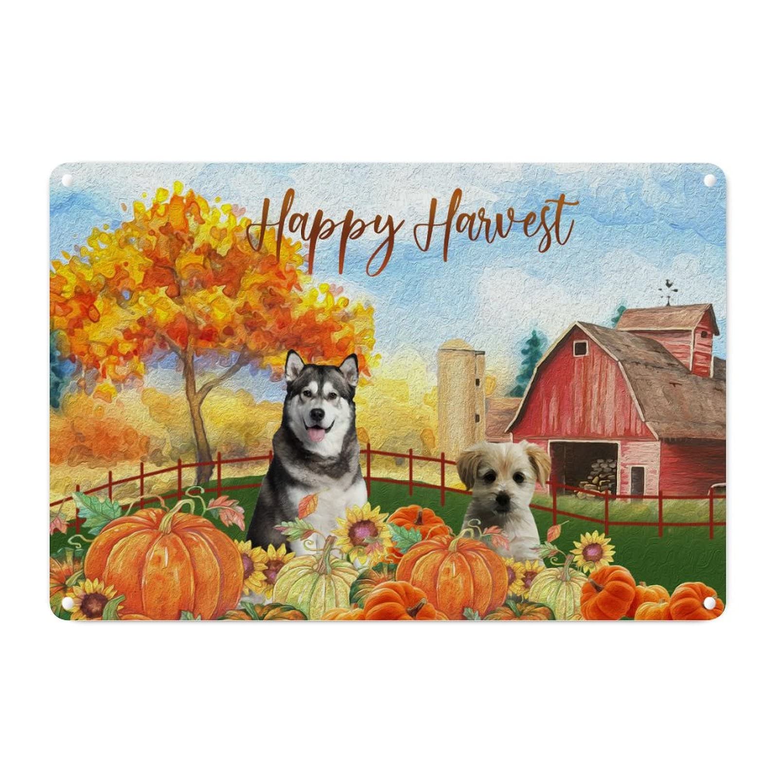 Plaque métallique First Thanksgiving Golden Retriever, décoration murale rétro durable 30x45