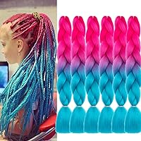 Vista 60 de Xiaofeng Extensiones de cabello trenzado para mujer, 3 paquetes de 100g/paquete (3.53 oz/paquete), 24 pulgadas, alta temperatura, ombré, pelo