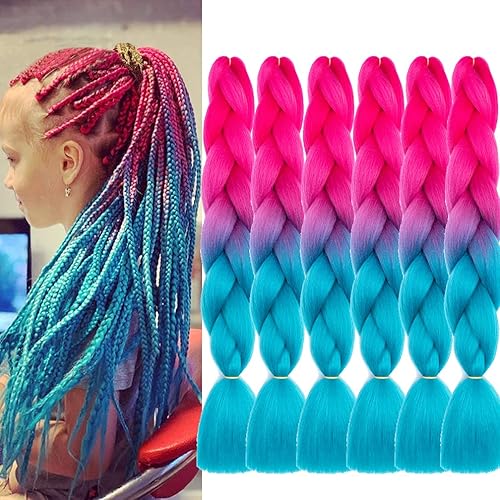 Miniatura 60 de Xiaofeng Extensiones de cabello trenzado para mujer, 3 paquetes de 100g/paquete (3.53 oz/paquete), 24 pulgadas, alta temperatura, ombré, pelo