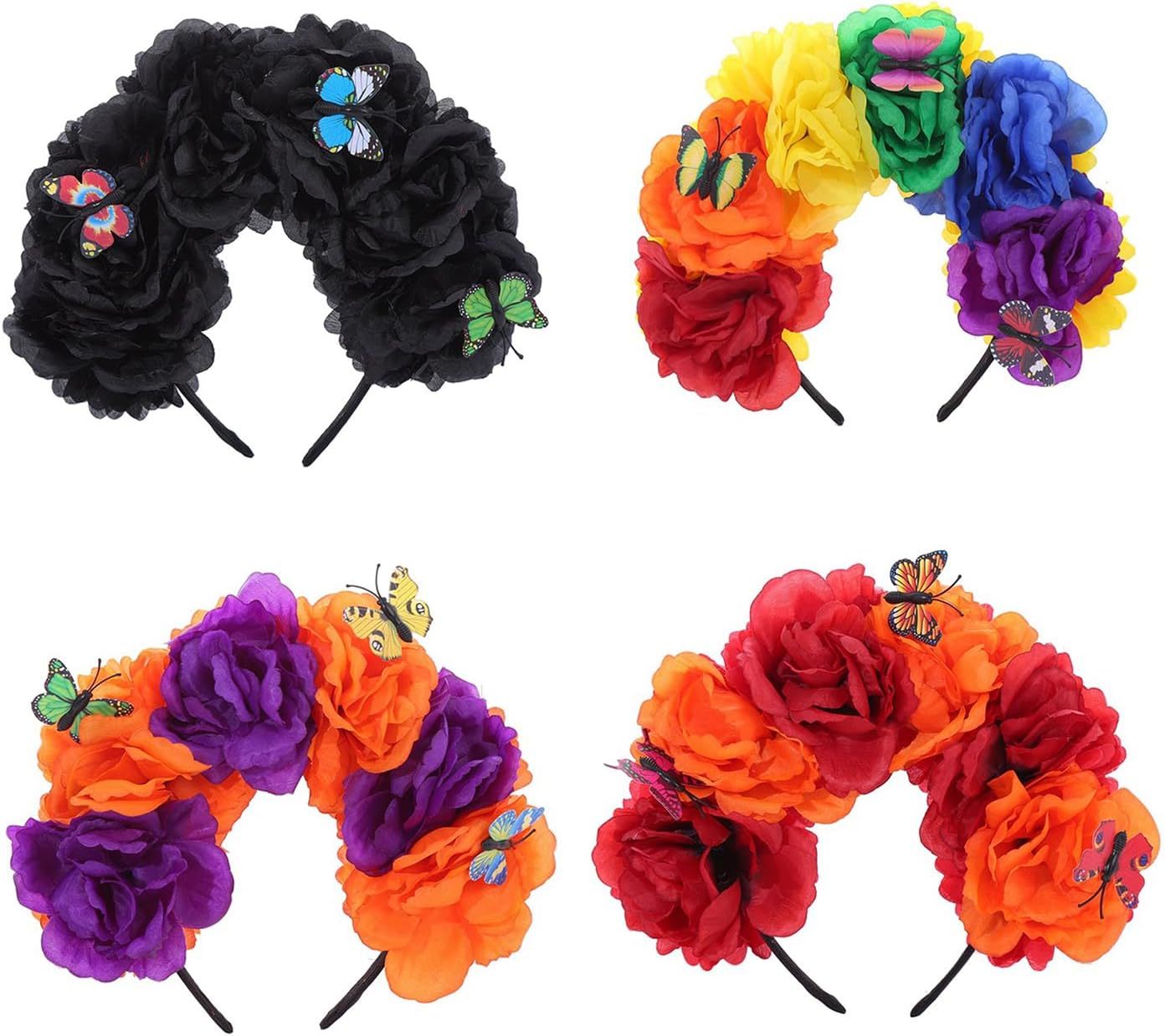 hejhncii Mexicans Flower Crown Headband Halloween Party Costume Accessory Day of the Dead Headpiece Gothics Hair Accessories Halloween