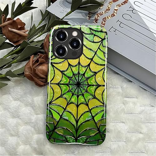 Miniatura 28 de Funda para iPhone 11 Pro Funda, Diseño de Patrón de Mosaico de Vidrio en Tono Verde - Protección Dual Híbrida Silicona + PC Duro Resistente a Golpes