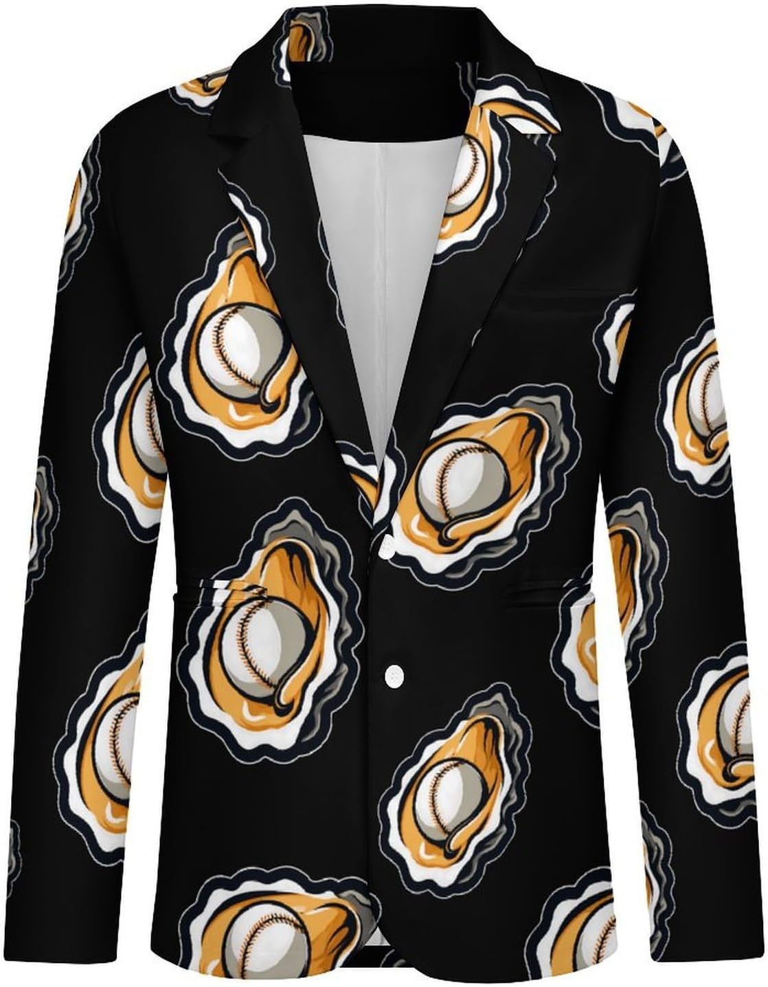Oysters Baseball Ball Suits Blazer for Men Casual Buttons Lapel Jacket Sport Coat
