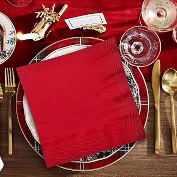 Disposable Party Paper Napkins - 13 x 13 | Red | Pack of 20