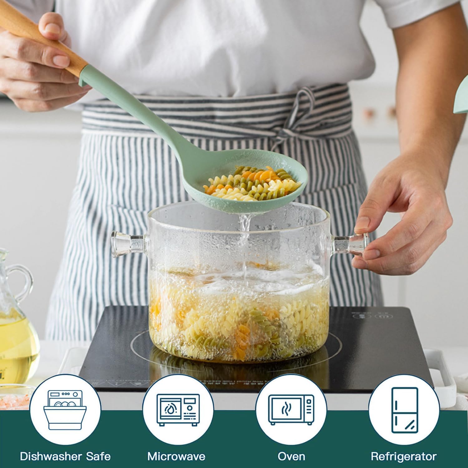 Glass Cooking Pots, 1.9L/64OZ Heat-Resistant Borosilicate Glass Saucepan with Cover, Cookware Set Stovetop Pot for Soup, Pasta,& Baby Food (64OZ)