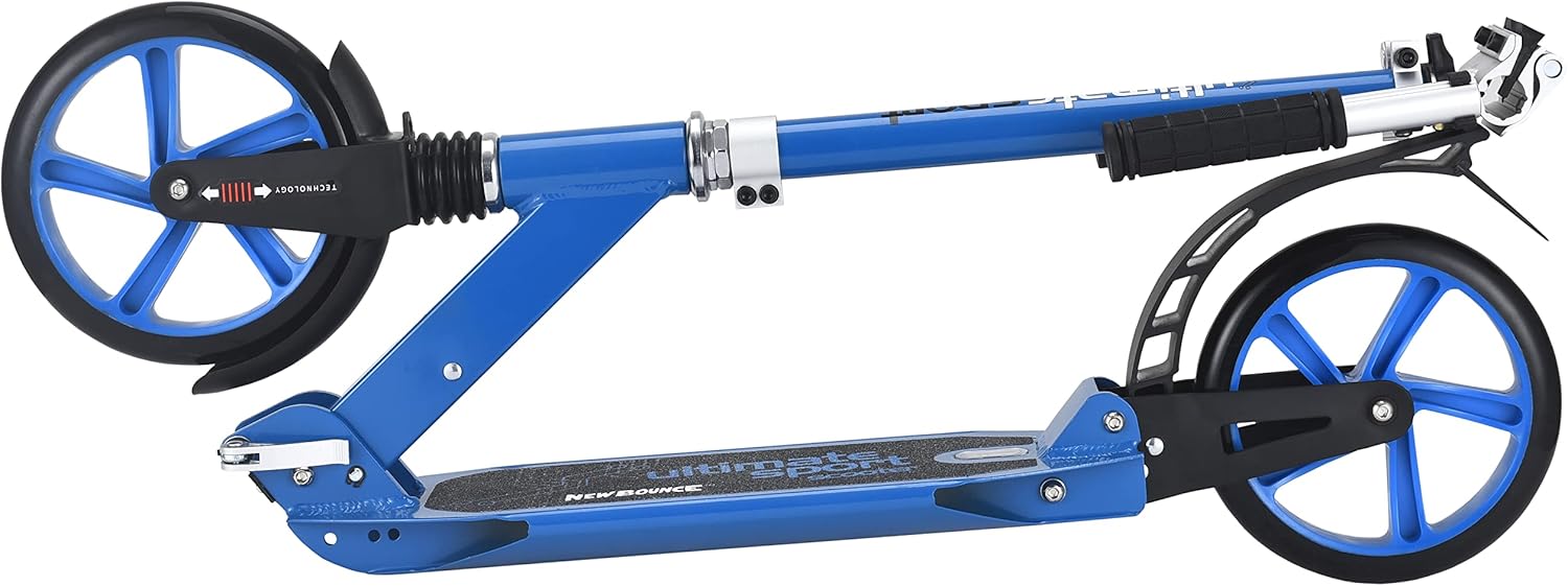 New Bounce Kick Scooter for Teens & Adults - Foldable Big Wheel Scooter for Ages 10+ - Adjustable Handlebar - 200 lb Capacity