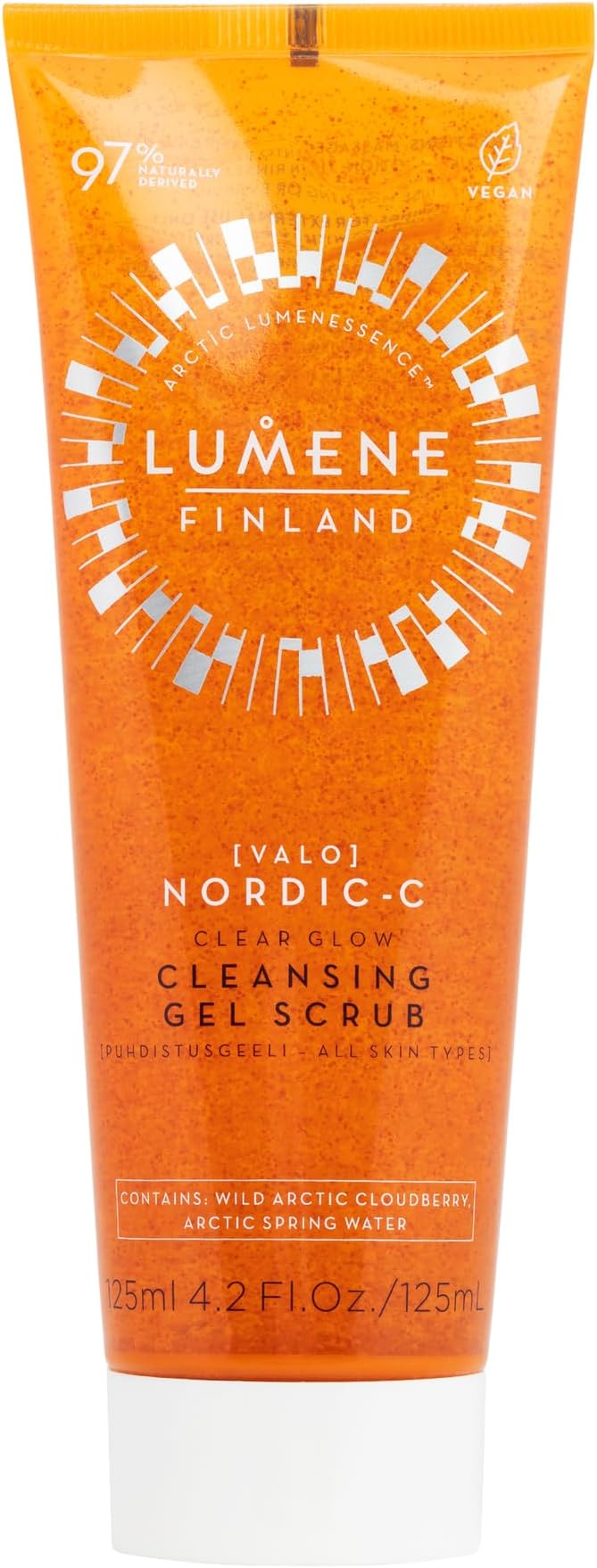 LUMENE Nordic-C [VALO] Glow Cleansing Gel Scrub for Gentle Exfoliation with Vitamin-C, Vegan 125 ml