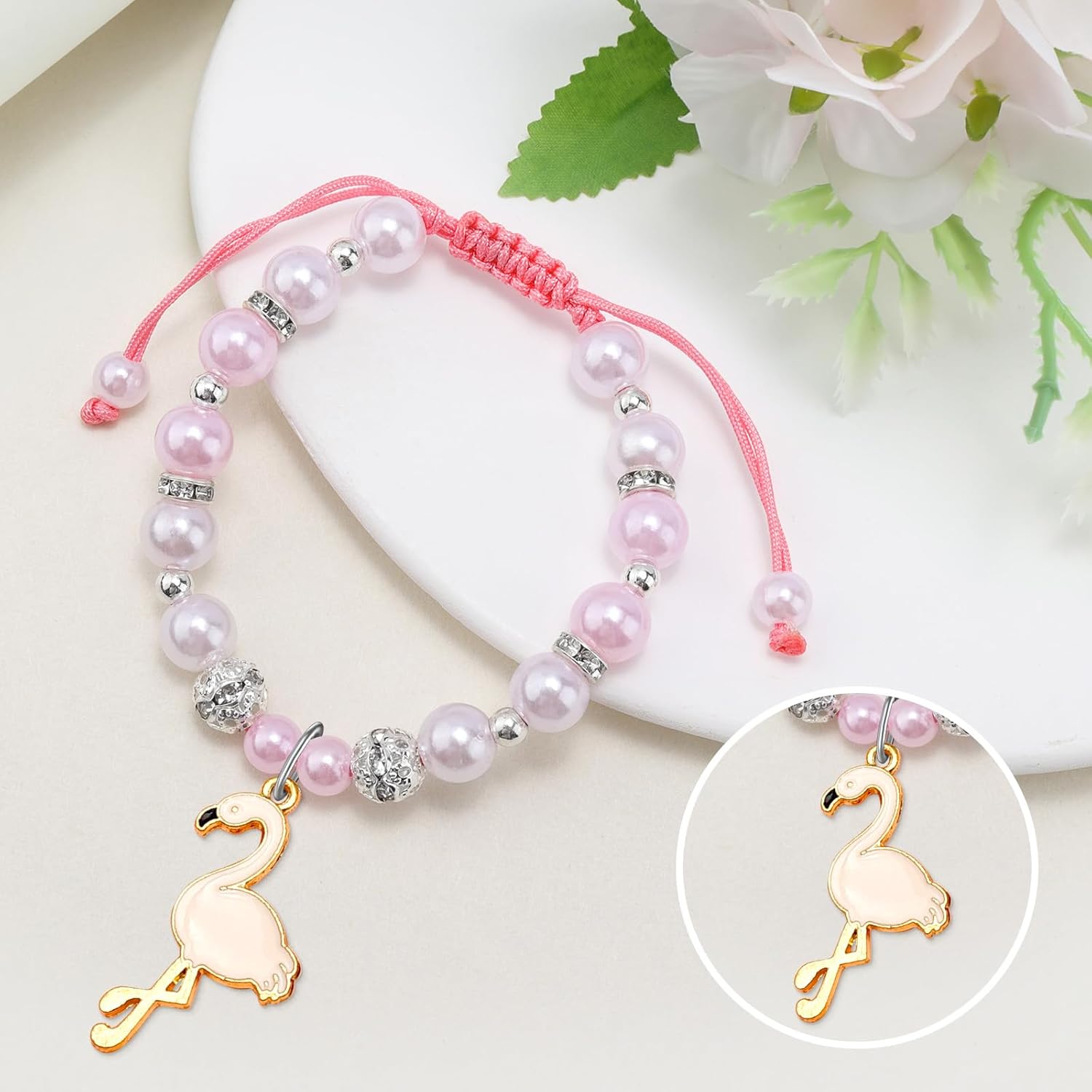 Flamingo Lover Bracelets Flamingo Inspirational Gifts for Women Animal Lovers Beads Bracelets Encouragement Present for Bird Lover Daughter Sister Friend Birthday Christmas Stretch Beaded Jewelry - Image 2