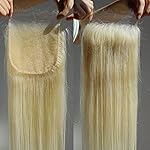 BEEOS Skinlike Real HD Lace Closure Only, 613 Blonde 6x6 Ultimate Virgin Human Hair Invisible HD Lace Closure Pre Plucked Natural Hairline Silky Straight 14 Inch