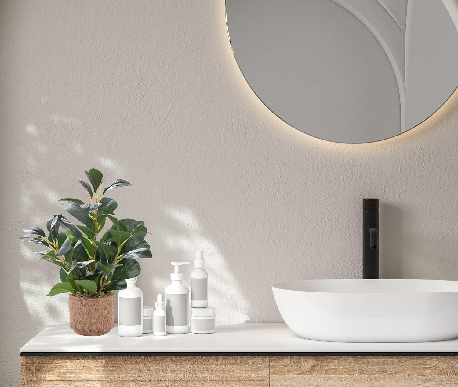 12.6" Fake Plants in Brown Ceramic Vase Real Looking and Touching Evergreen Ficus Leaf Faux Plant indoor for Book Shelf Bathroom Office Desk Kitchen Counter Bedroom Small Space Artificial Plant Decor - Image 8