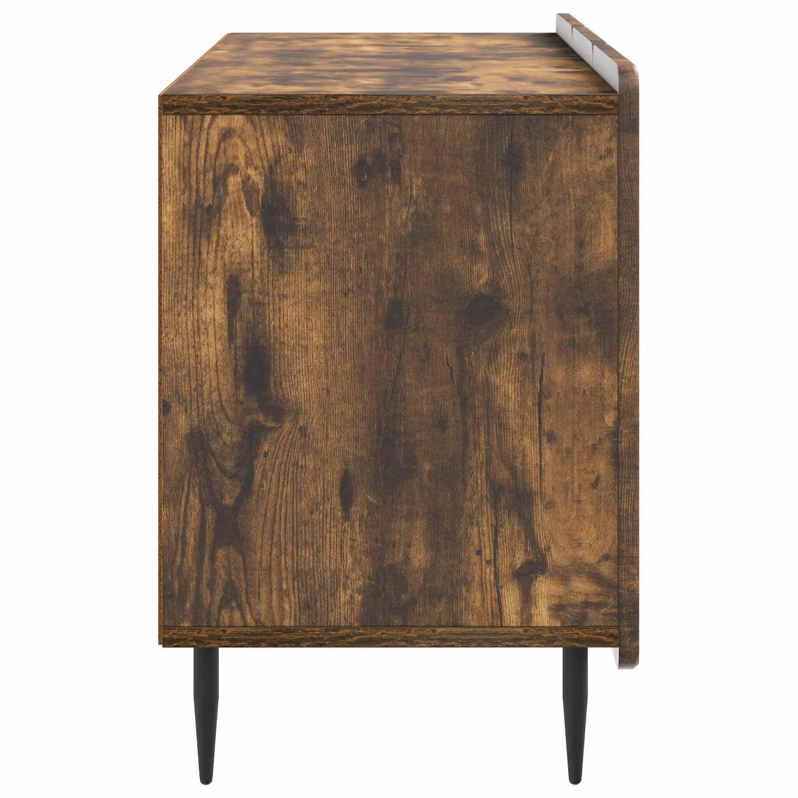 Mobile TV in rovere affumicato, 99 x 34,5 x 52 cm, moderno mobile basso in legno con 3 ante e gambe in acciaio, elegante mobile per soggiorno, fino a 60 kg