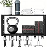 TJ.MOREE 2 Tier Floating Shelf Compatible with Tonal Accessories, T-Bracket Lock Adapters Hanger, Wall Mount Home Gym Storage Rack for Fitness Equipment（Black