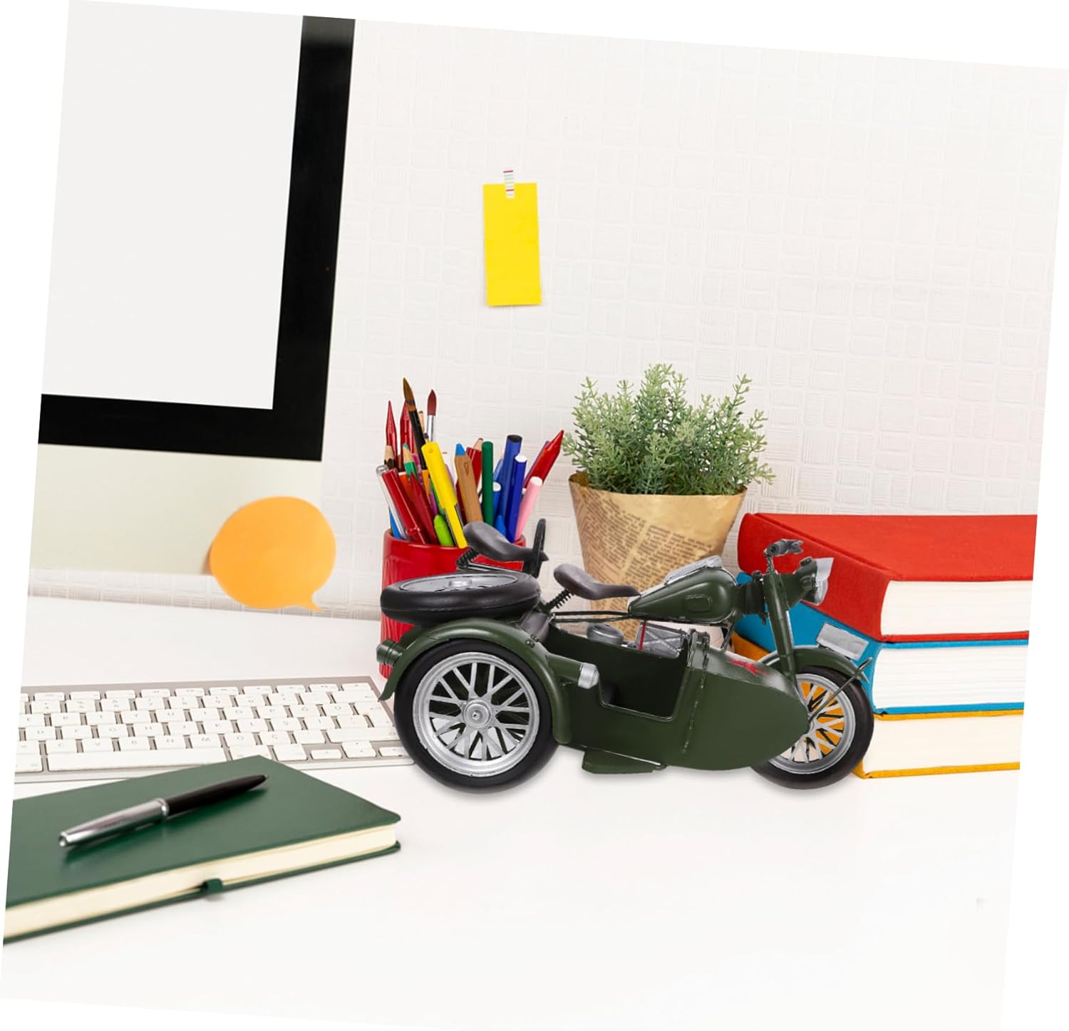 ERINGOGO Vintage Iron Tricycle Model Retro Motorcycle Figurine for Home Office Antique Classic Artware Ornament for Collectors