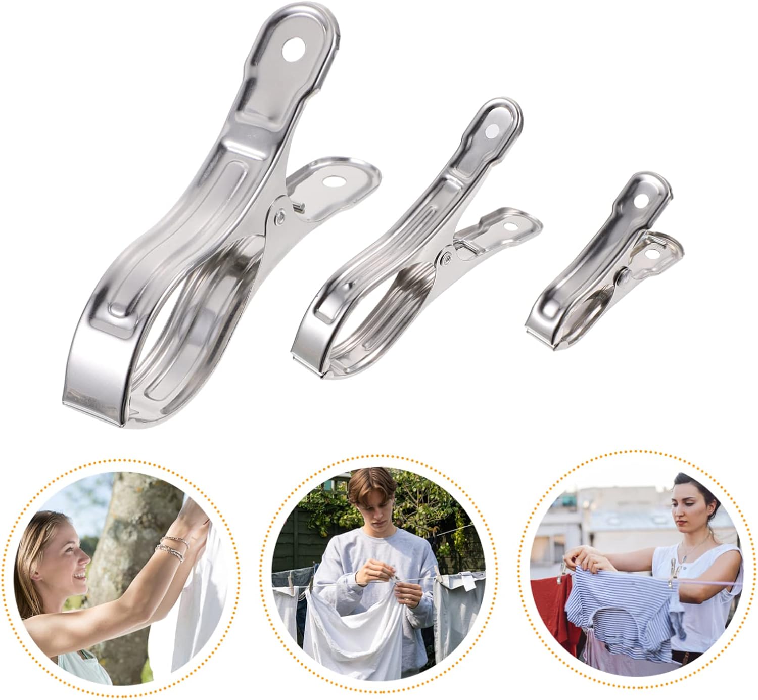 Clothes Pegs for Washing Line 30pcs Clothespin Stainless Steel Clips Sealing Clamp Baby Beach Towels Metal Hangers Simple