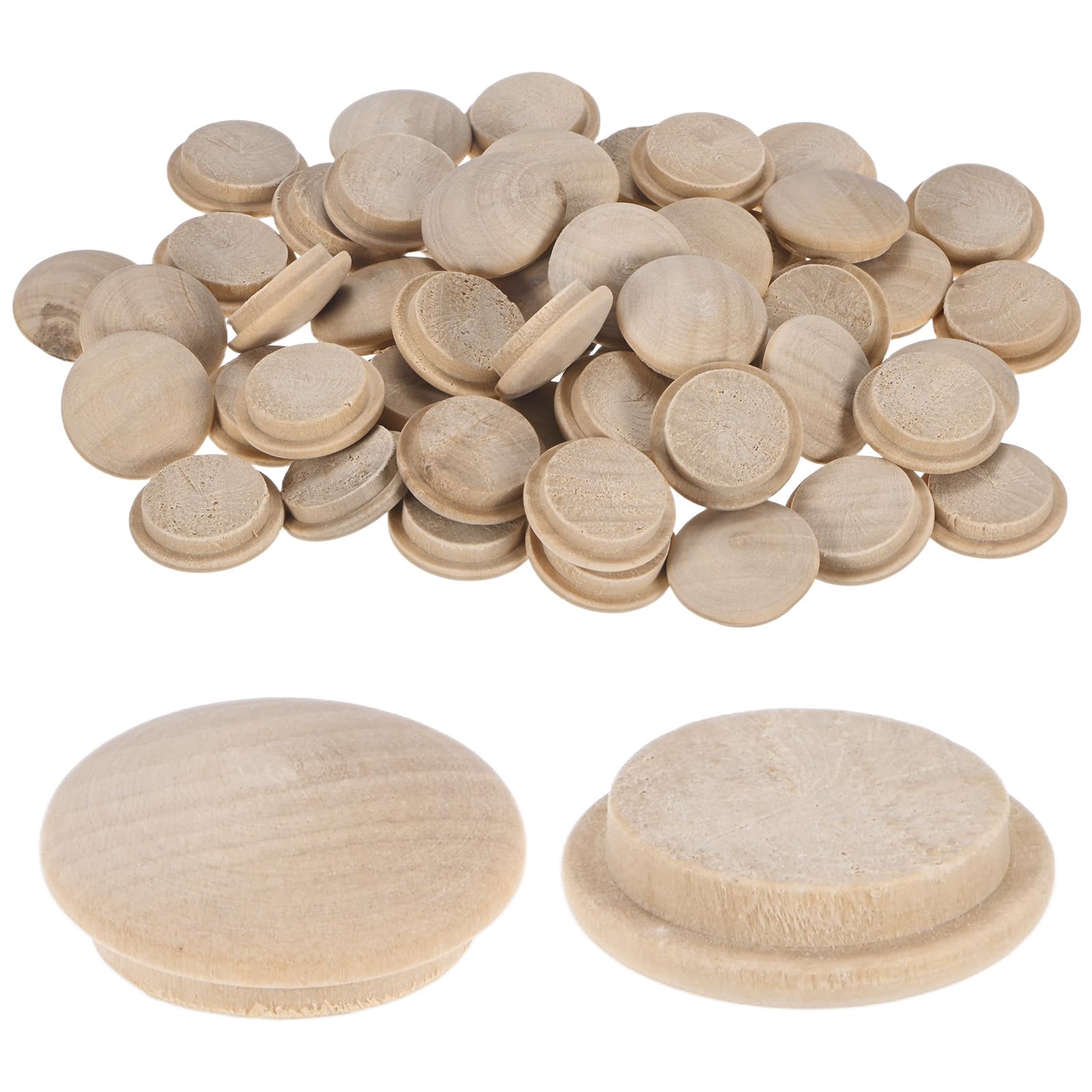 M METERXITY 50-Pack Wood Plugs for Screw Holes, 23 x 18mm Beech Button Wood Top Plugs for Furniture/Stair/Chair/Craft, Flat Head Decorative Wooden Cover