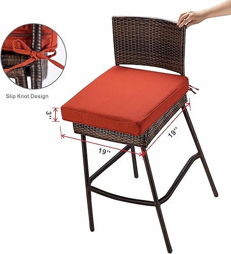 Miniatura 6 de JMGBird Cojines de asiento resistentes al agua con lazos, 19 x 19 pulgadas, juego de 2, calidad inmejorable, encuentra los cojines perfectos para