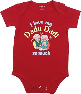 Fflirtygo Fflirtygo I Love My Dadu Dadi So Much Romper Baby Wear Cotton Infants sleepsuit/Onesize/kids dress Dress Red Color for Boys and Girls