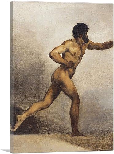 ARTCANVAS Study Of a Male Nude Canvas Art Print Stretched Framed Painting Picture Poster Giclee Wall Decor by Theodore Gericault - 40" x 26" (0.75"