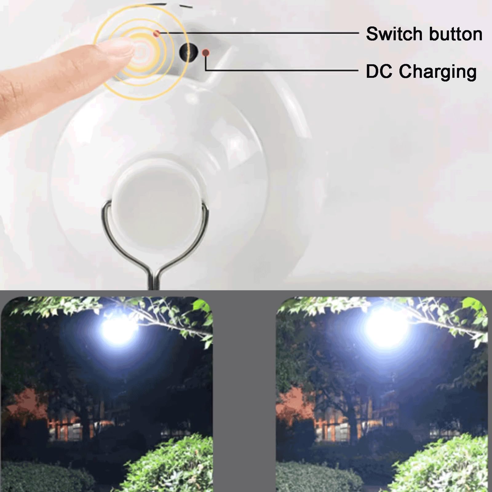 Aufladung Camping-LichtSolarzellenbetriebene Campe Wiederaufladbare tragbare Campinglaterne aus Kunststoff, weiß, verschiedene Größen(M-white)