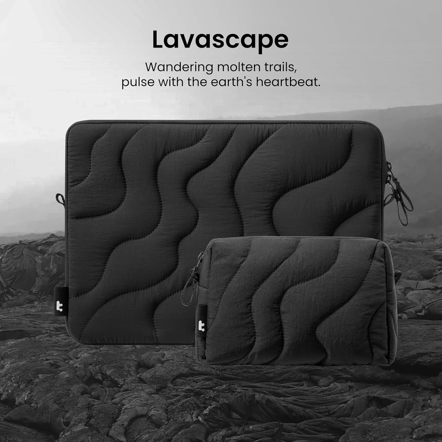 tomtoc 360 Protective Puffy Laptop Sleeve Set for 16-inch MacBook Pro M4/M3/M2/M1 Pro/Max A3403 A3186 A2991 A2780 A2485 A2141 2024-2019, Quilted Soft Puffer Bag with Tech Pouch for Dell XPS 16 Laptop