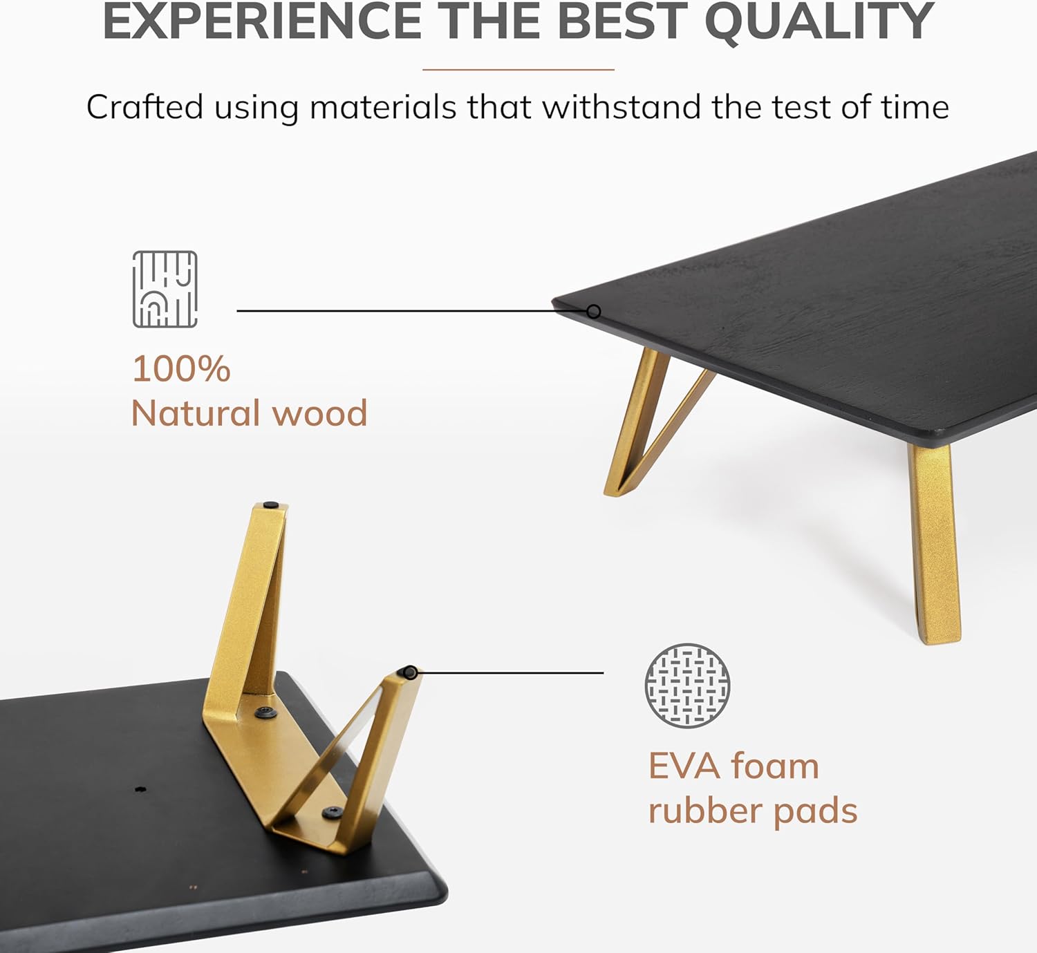 Anji Mountain Monitor Stand - Desktop Organizer & Laptop Riser, Ergonomic Monitor Riser, Space-Saving Monitor Stand for Desk, Durable Construction, Easy Assembly, Ideal for Home & Office,Black