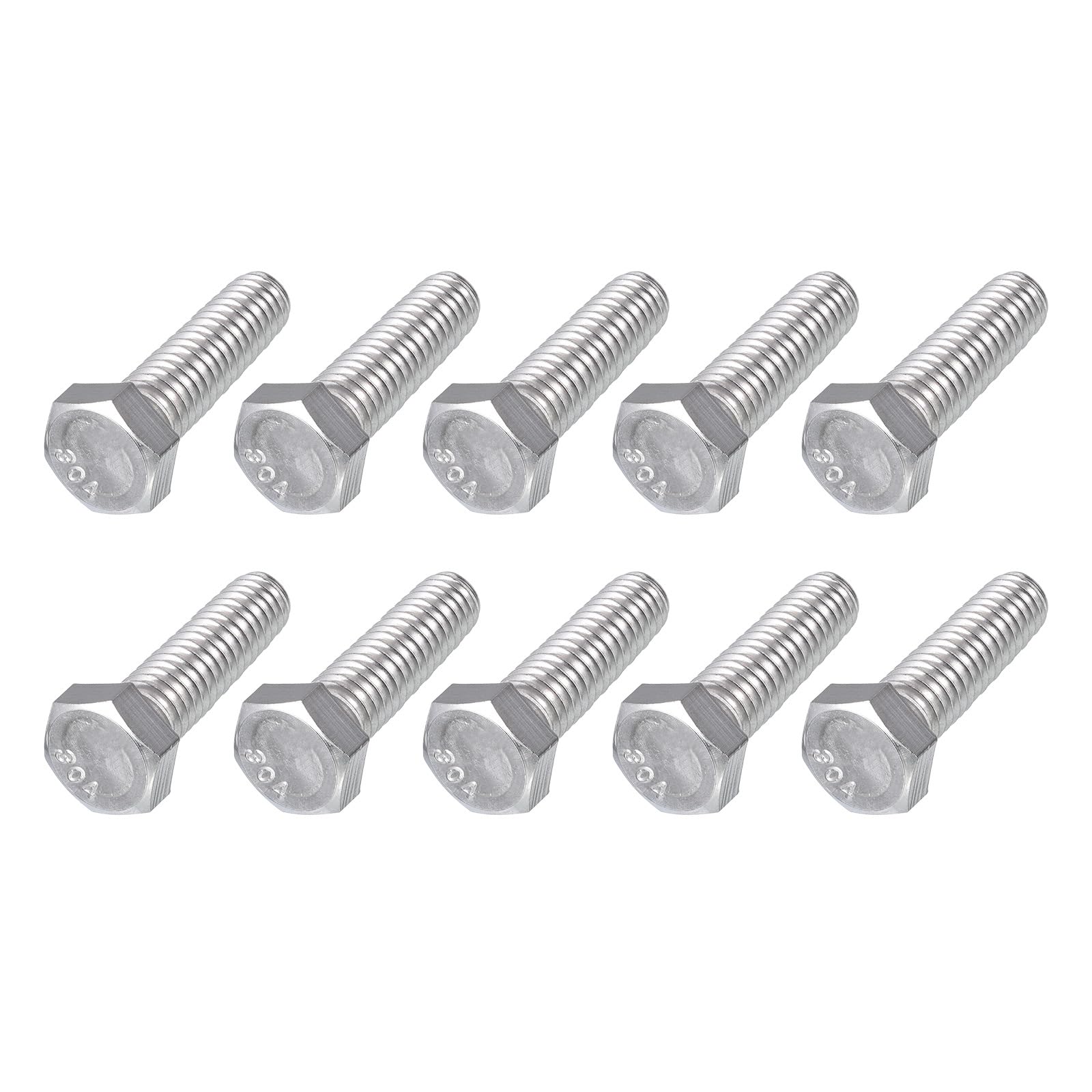METALLIXITY Hex Head Bolts (3/8-16 x 1-1/4") 10Pcs, 304 Stainless Steel 18-8, Fully Threaded, External Hex Drive