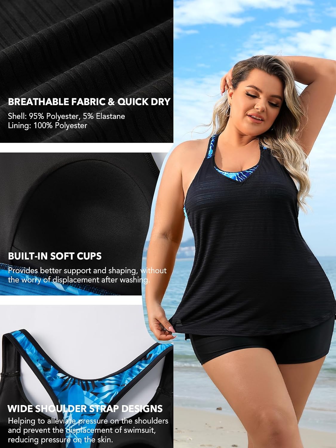 Swimsuit Tops for Women Plus Size with Built in Bra Black Modlily Swimsuits Top Only Loose Tankini Tops for Ladies Swim Tank Tops Leopard Size 16 18
