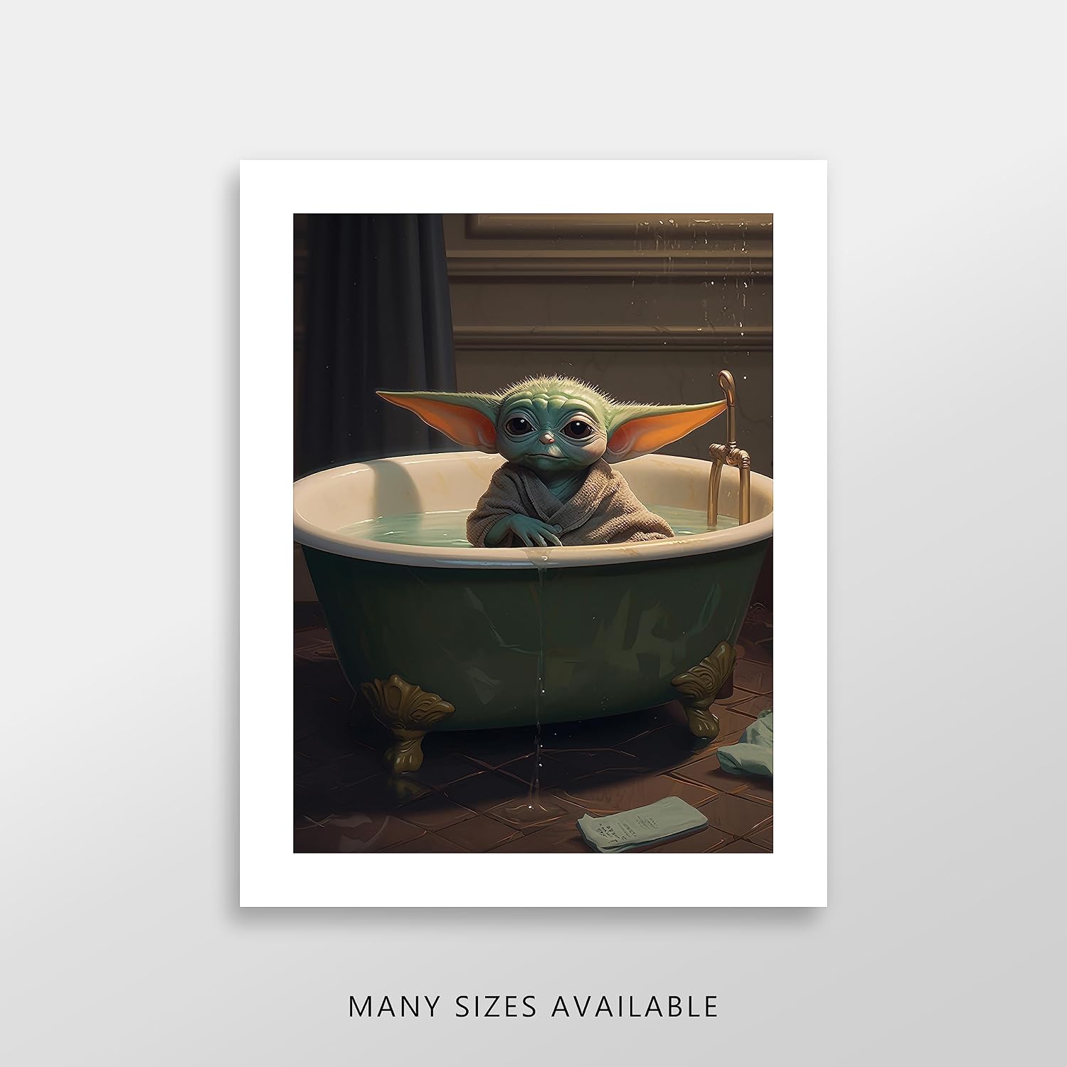 Star Wars Bathroom Décor Art Print - Premium Giclee Fine Art Print - Aesthetic Modern Vintage Painting Style Darth Vader Stormtrooper Yoda Print Poster for Bathroom Wall Decor, Ready to Frame