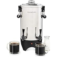 HomeCraft 45-Cup Coffee Urn and Hot Beverage Dispenser with Double Dripless Faucet, Quick-Brewing, Stainless Steel