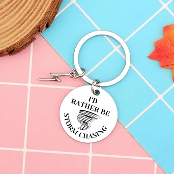 Heigebi I'd Rather Be Storm Chasing Keychain Tornado Hunter Gifts For Women Men Meteorologist Forecaster Inspirational Christmas Birthday Gift Chasing Jewelry