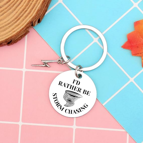 Heigebi I'd Rather Be Storm Chasing Keychain Tornado Hunter Gifts For Women Men Meteorologist Forecaster Inspirational Christmas Birthday Gift Chasing Jewelry