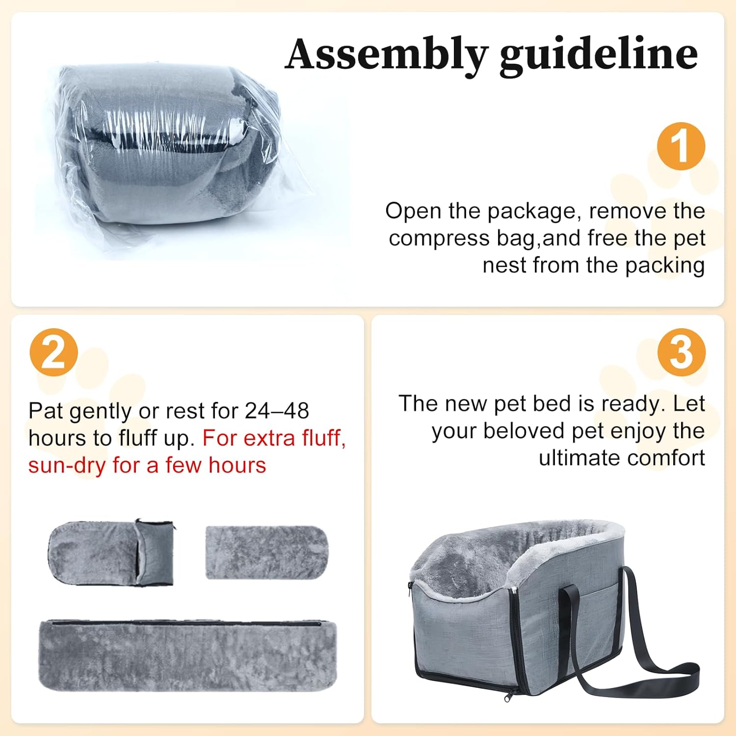 Center Console Dog Car Seat for Small Dogs & Cats Up to 11 lbs, Elevated Pet Booster Seat with Safety Belt, 3-in-1 Portable Pet Travel Carrier & Washable Indoor Bed, Anti-Slip Armrest Carseat, Grey