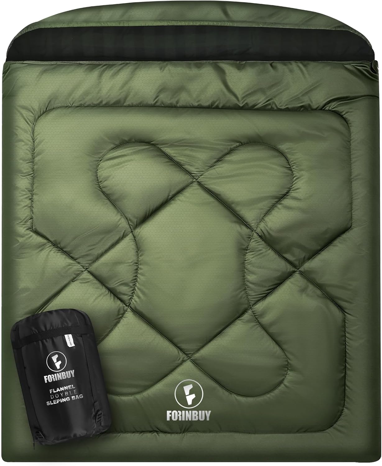 Flannel Double Sleeping Bag for Adults, Queen Size 2 Person Waterproof, Extra Large Two Person Sleeping Bag for Camping Tent Car Camping All Season Warm Cold Weather