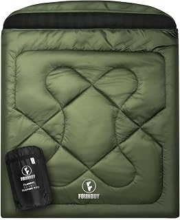 Flannel Double Sleeping Bag for Adults, XL Queen Size Two People, Sleeping Bag, All Seasons Waterproof, Camping, Hunting and Tent Camp, 2 Person for Cold Weather and Warm