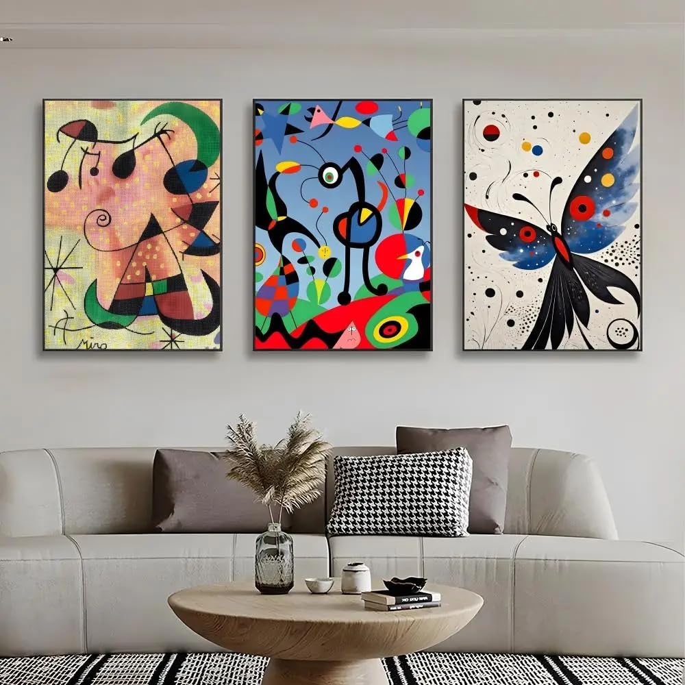 SDVIB Modern Surrealism Joan Miro Art Poster Wall Art Print Poster Decorative Mural Home Decor Canvas Prints(50x70cm/3PCS Frameless)