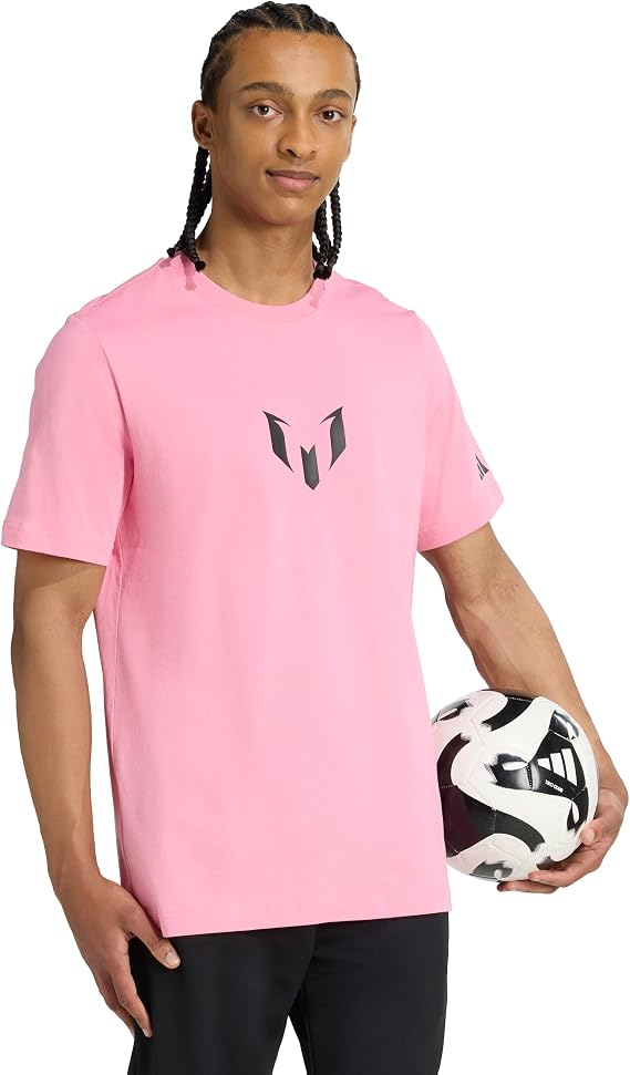 Adidas Messi Name & Number Graphic T-Shirt Messi Name & Number Graphic Men's T-Shirt, Easy Pink, L