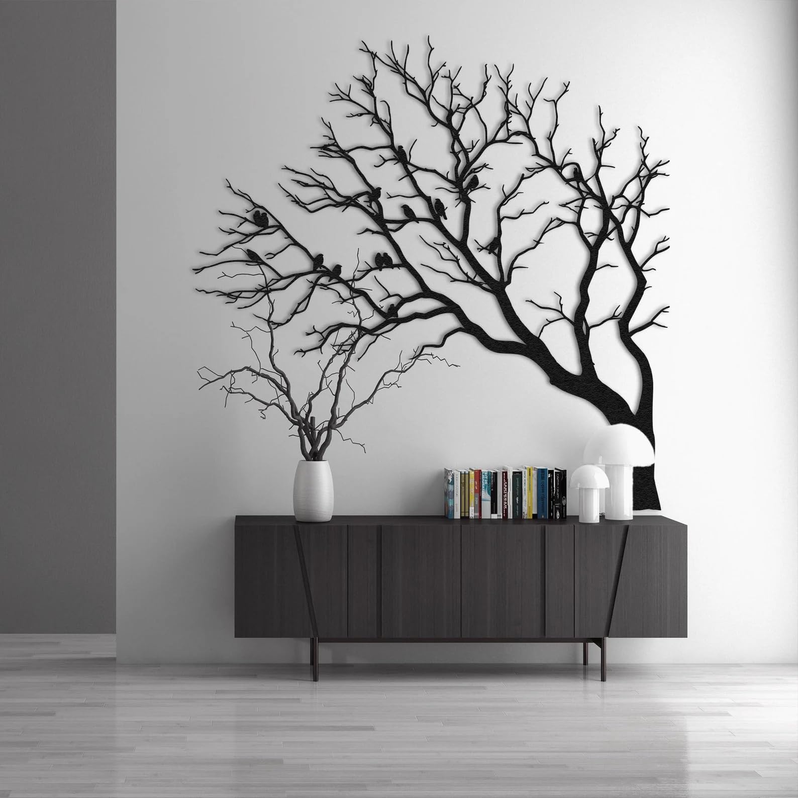 Tubibu Árbol de la Vida Decoración de Pared Mural Metal Negro, Decoración de Pared Casa Arte de Pared 3D Pegatinas de Pared Decoración Moderna Cuadros para Hogar Oficina Dormitorio Salón (Árbol y