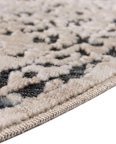 Miniatura 6 de Unique Loom Chateau Collection - Alfombra de área - Hoover (5 pies 1 pulgada redonda, azul oscurobeige)