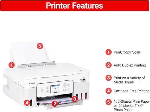 Miniatura 10 de Canon MegaTank G3270 Impresora inalámbrica de inyección de tinta todo en uno. para uso doméstico, impresión, escaneo y copia Negro -,Blanco