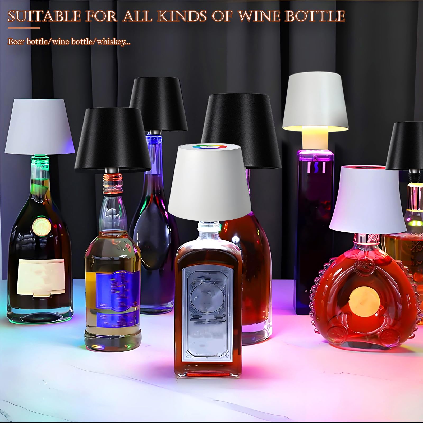 SanerCraft RGB Wireless Bottle Lamp，Wine Bottle Lights, 16