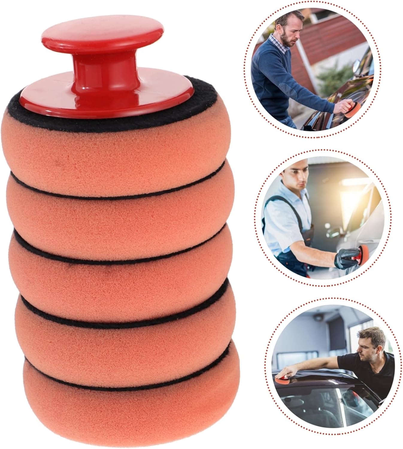 MAGICLULU Car Wax Applicator Pads Set Handle 5pcs Multi-Purpose Car Polishing Pads