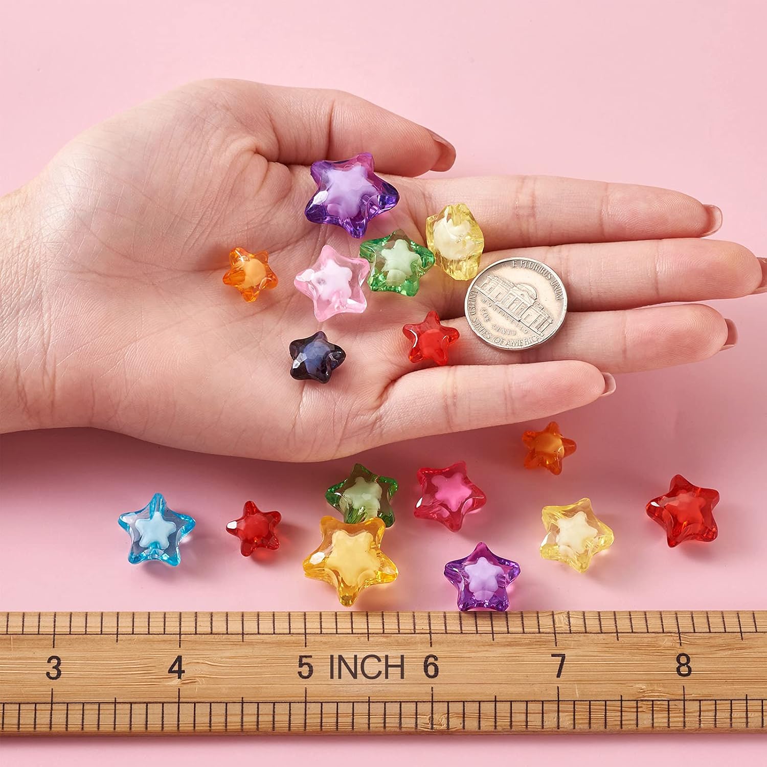 Cheriswelry 500pcs Transparent Acrylic Star Bead Candy Color Loose Spacer Beads Twinkle Star Handmade Crafts Beads for DIY Craft Jewelry Bracelet Necklace Jewelry Making